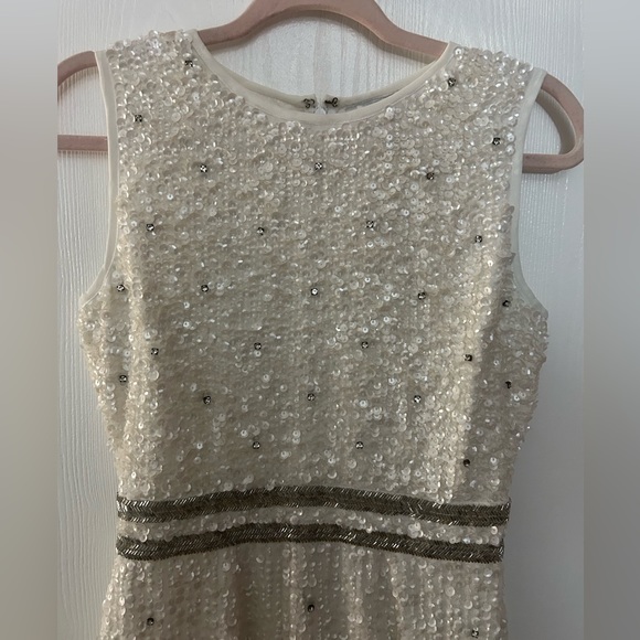 MACDUGGAL Sequined Sleeveless Midi Sheath Dress in WHITE - Picture 5 of 14